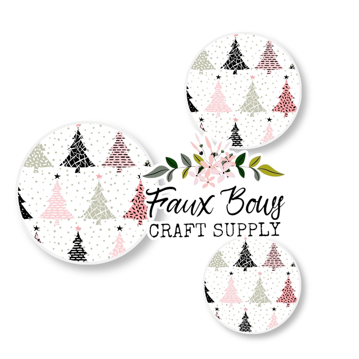 Pink Abstract Christmas Trees (Custom)-8/10/12mm Glass Cabochon