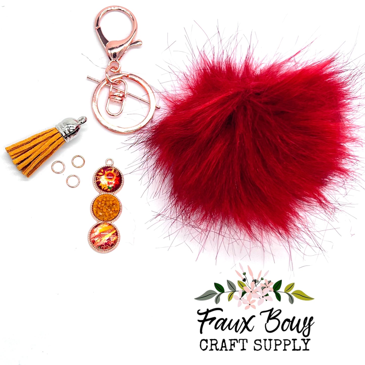 Rose Gold, Fall Floral Puff Keychain DIY KIT (Copy)