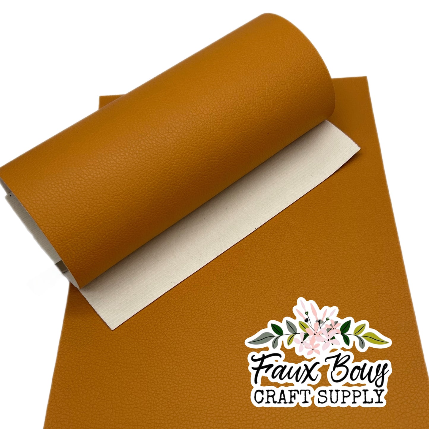 Caramel Solid Pebbled Faux Leather (Felt Backing)