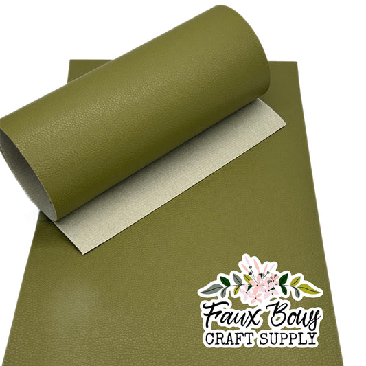 Olive Green Solid Pebbled Faux Leather