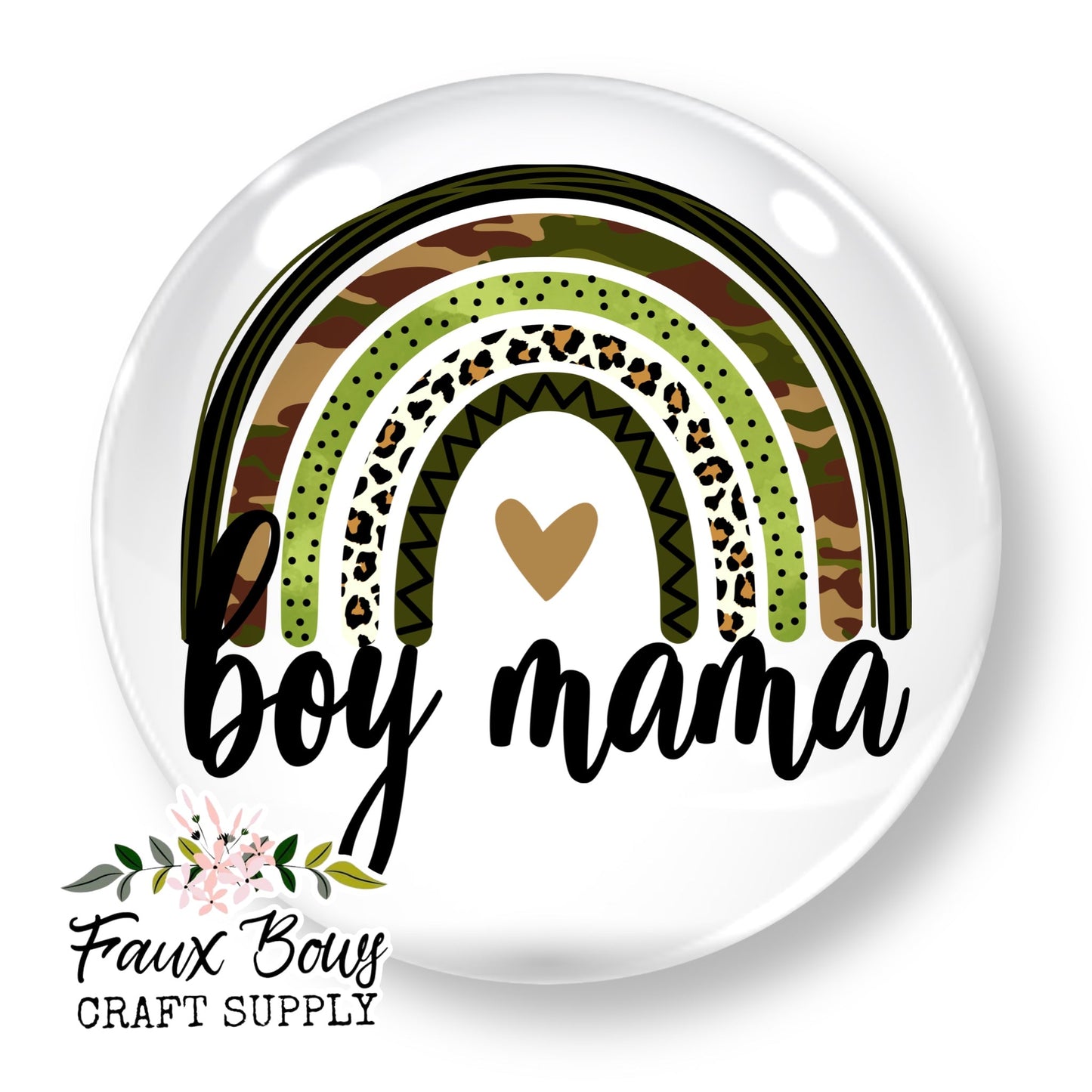 Boy Mama Rainbow (Custom)- 12mm Glass Cabochon (Copy)