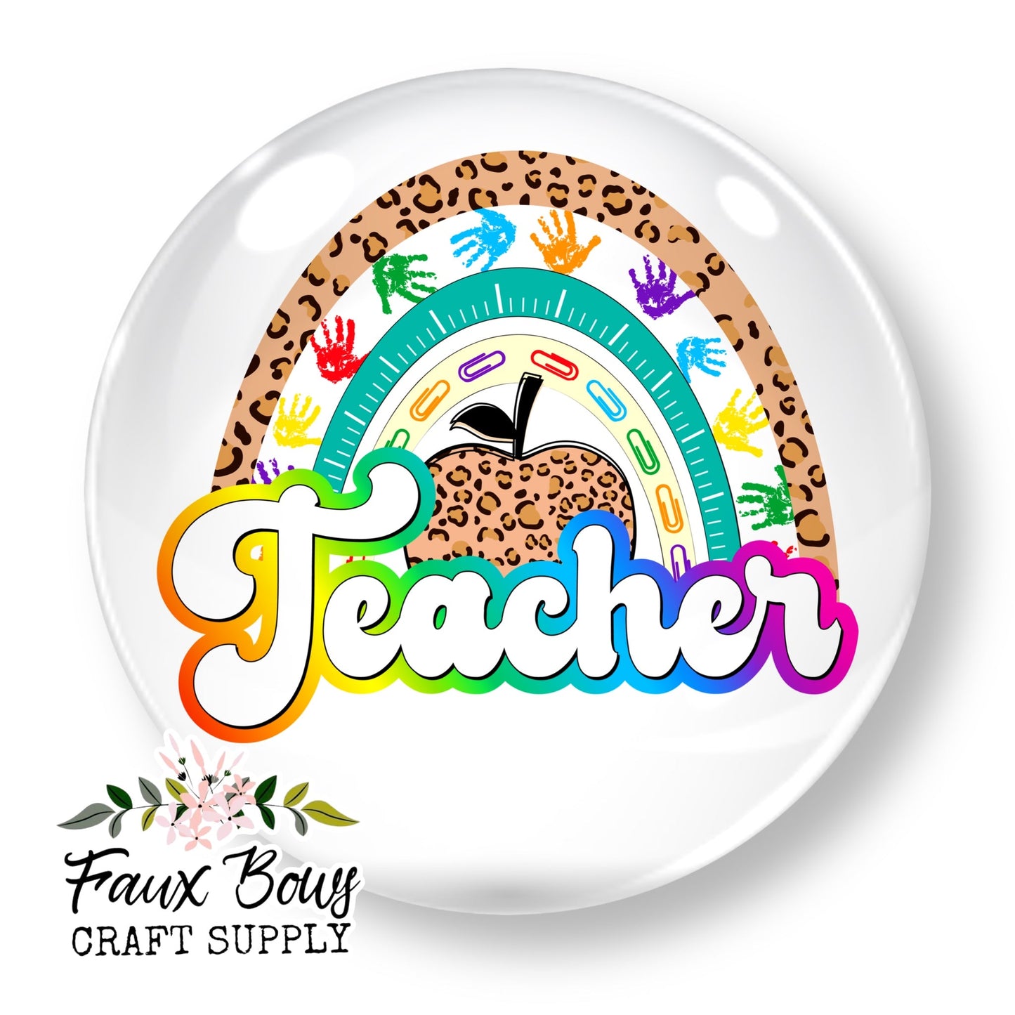 Cheetah Rainbow Teacher (Custom)-12mm Glass Cabochon (Copy)