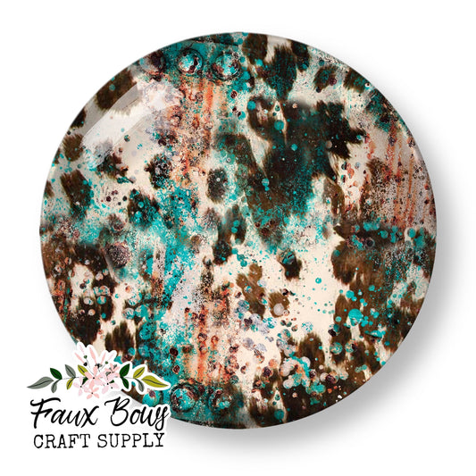 Distressed Teal Cow (Custom)-8/10/12mm Glass Cabochon (Copy)