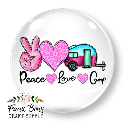 Peace Love Camp (Custom)- 12mm Glass Cabochon (Copy)