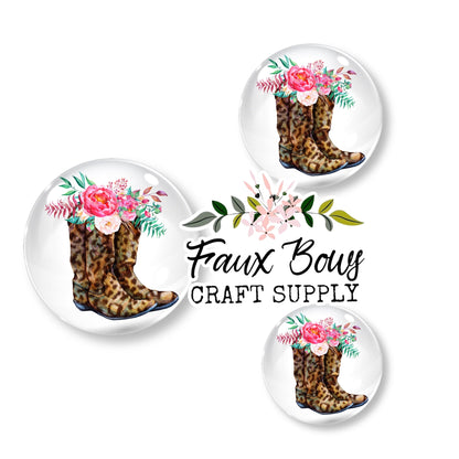 Floral Boots (Custom)- 12mm Glass Cabochon