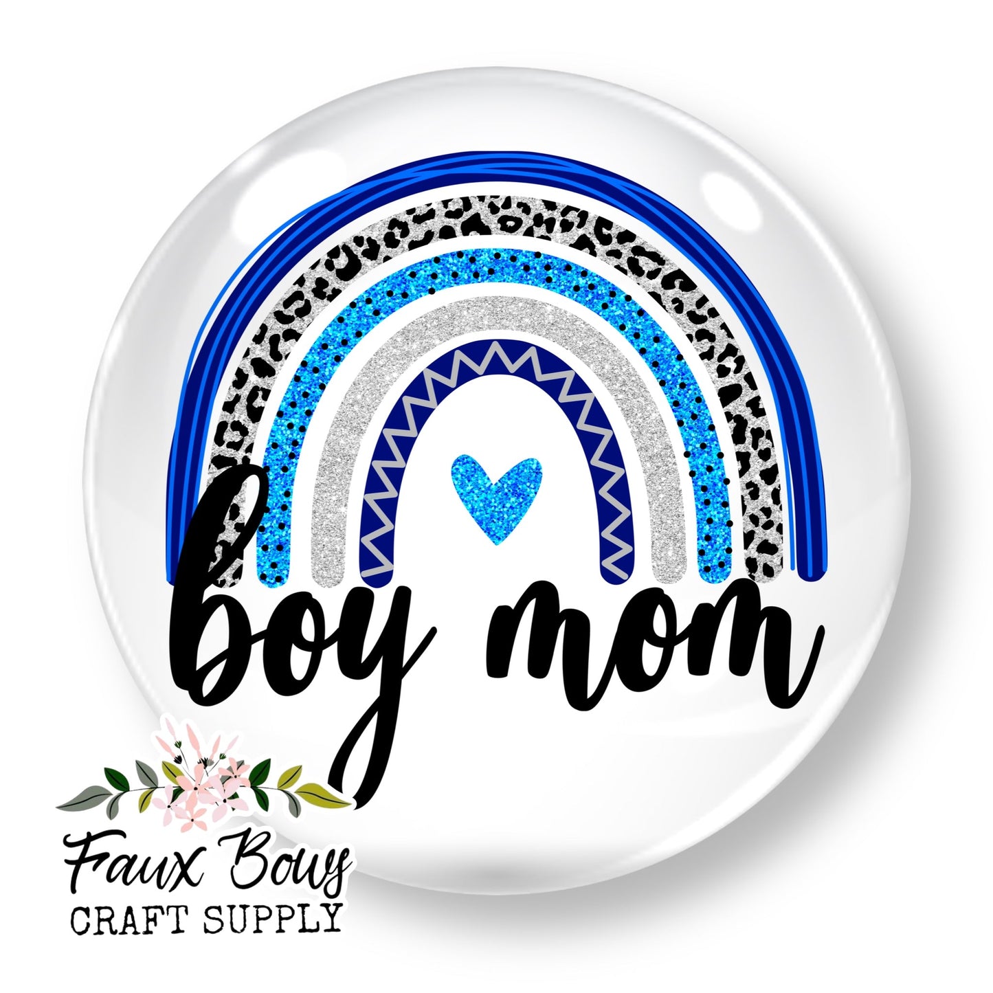Boy Mom rainbow (Custom)- 12mm Glass Cabochon (Copy)