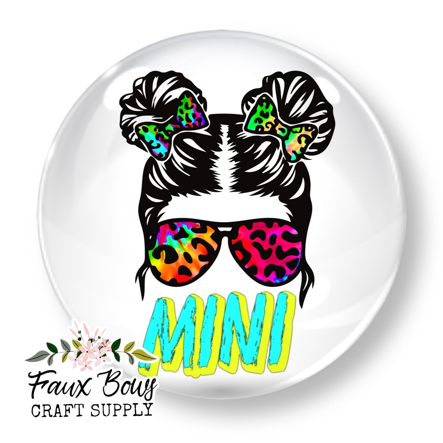 Mini Tie Dye Cheetah Messy Bun  (Custom)- 12mm Glass Cabochon (Copy)