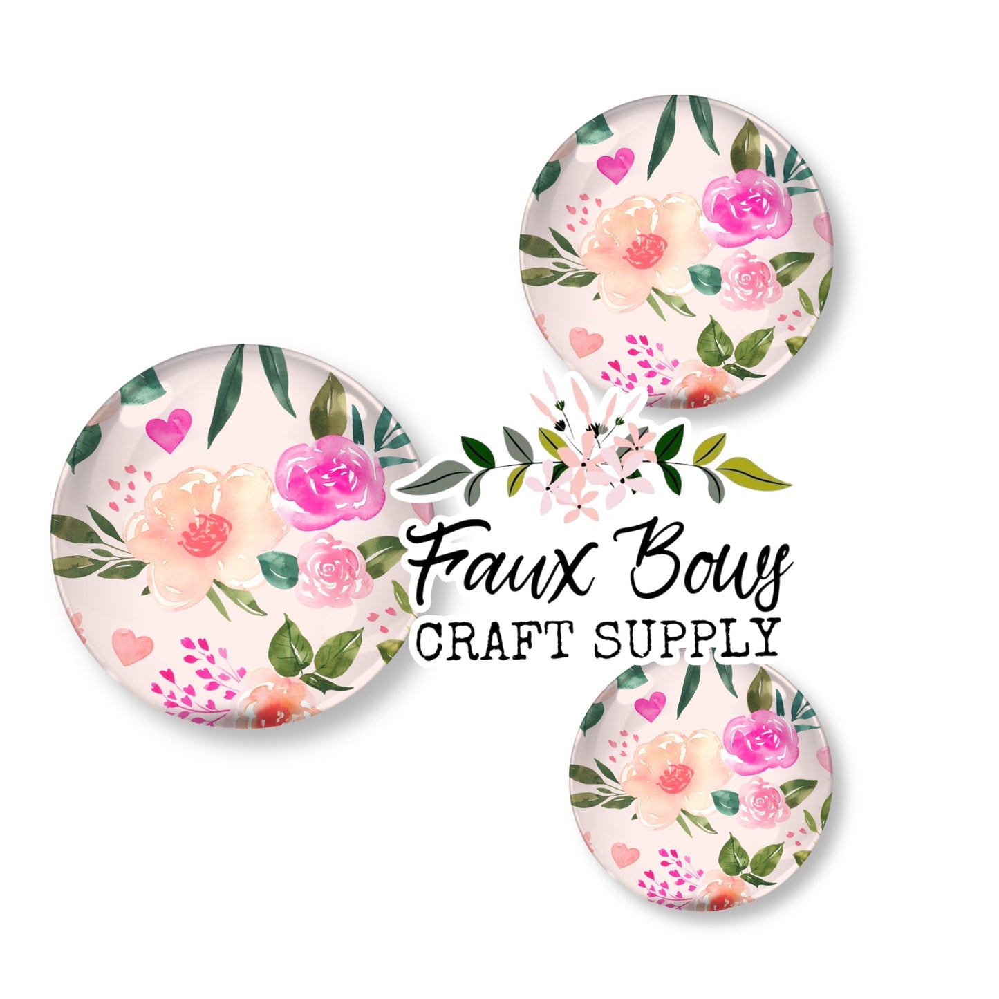 Lovely Floral (Custom)- 12mm Glass Cabochon (Copy)