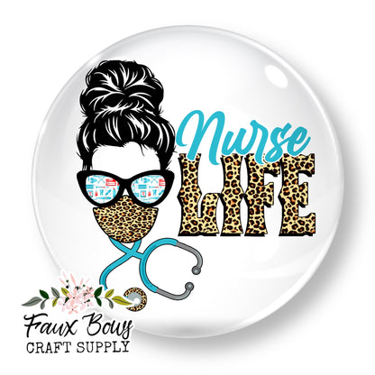 Nurse Life Cheetah Mask (Custom)- 12mm Glass Cabochon