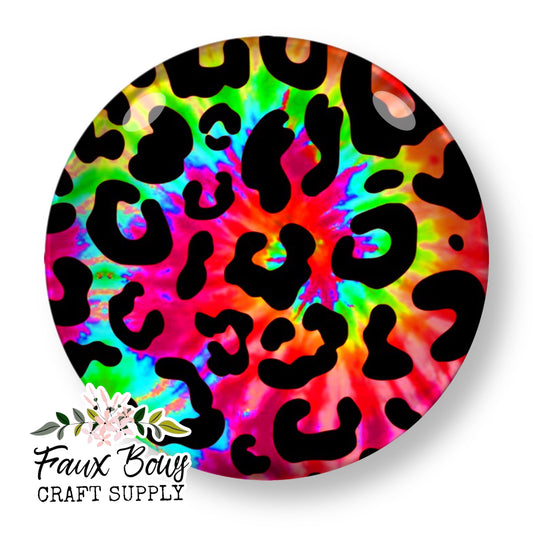 Tie Dye Cheetah (Custom)- 12mm Glass Cabochon (Copy)