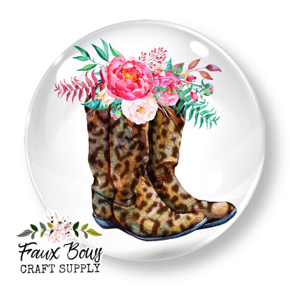Floral Boots (Custom)- 12mm Glass Cabochon