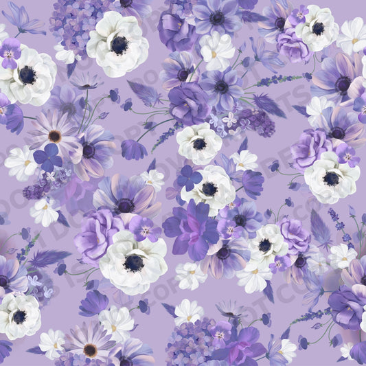 Purple Blooms Fabric-Bullet/DBP/Leather
