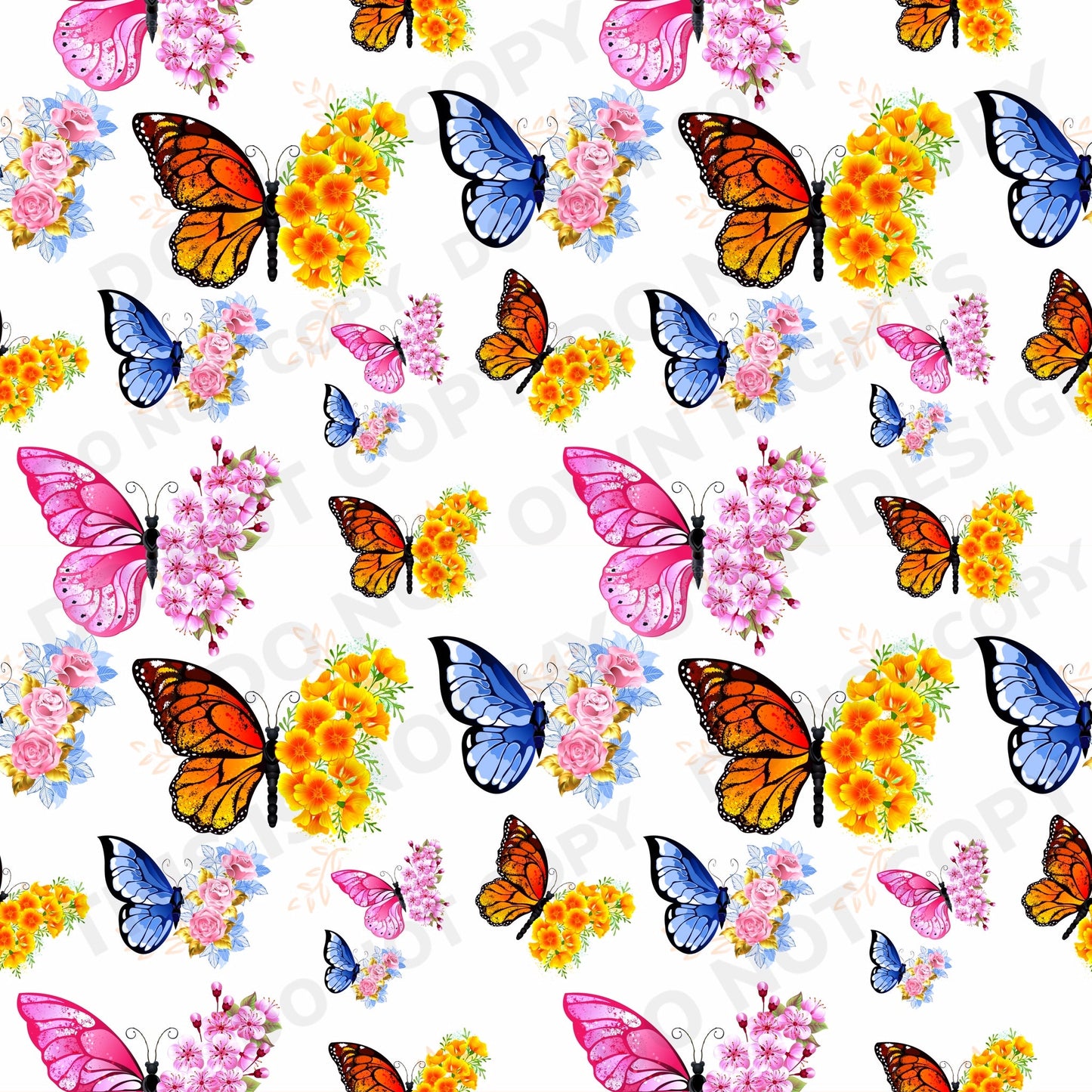 Floral Butterflies Fabric-Bullet/DBP/Leather