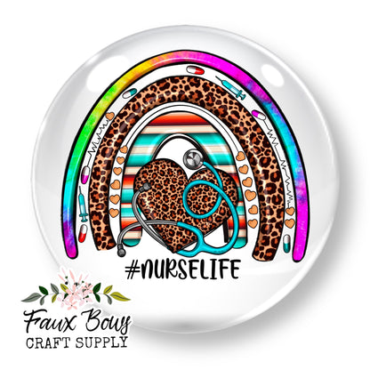 Nurse life Rainbow (Custom)- 12mm Glass Cabochon