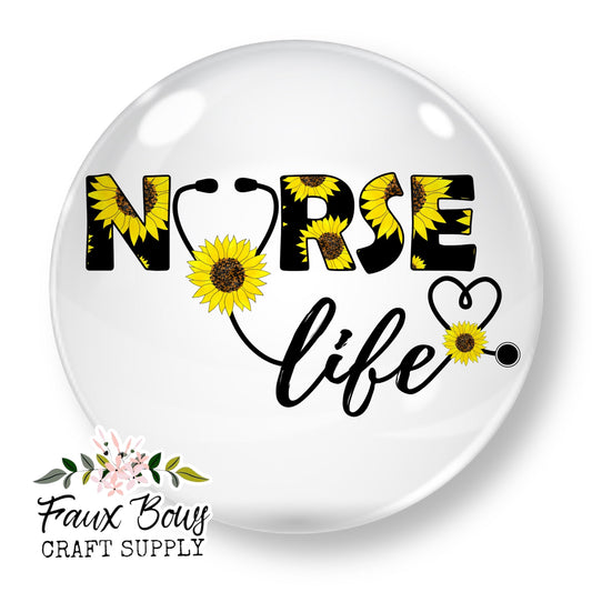 Nurse Life - Sunflower (Custom)- 12mm Glass Cabochon