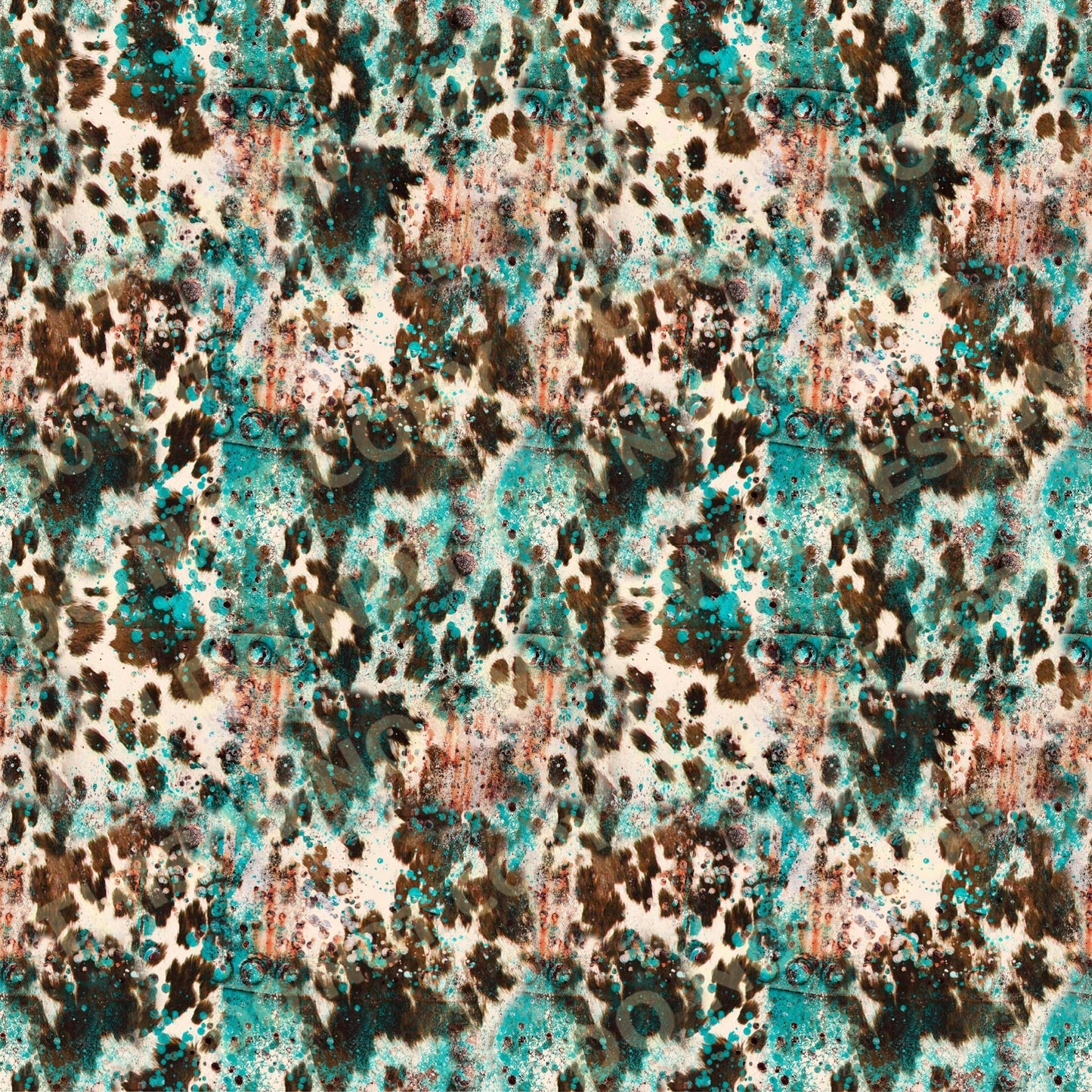 Distressed Teal Cow Fabric-Bullet/DBP/Leather