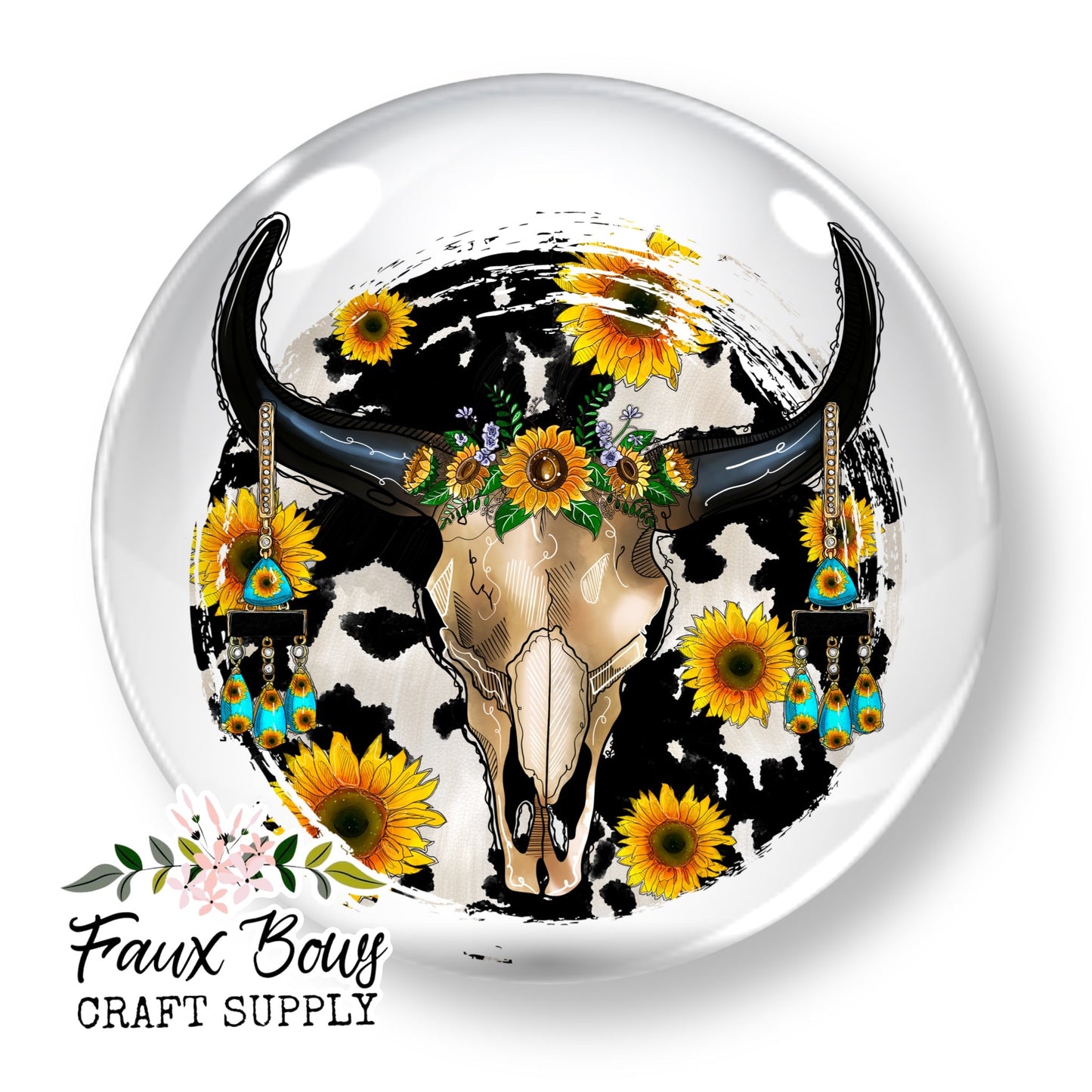 Western Longhorn skull (Custom)-10/12mm Glass Cabochon (Copy)