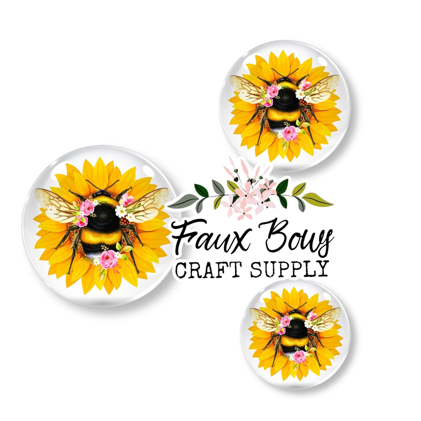 Floral Bee  (Custom)- 10/12mm Glass Cabochon (Copy)
