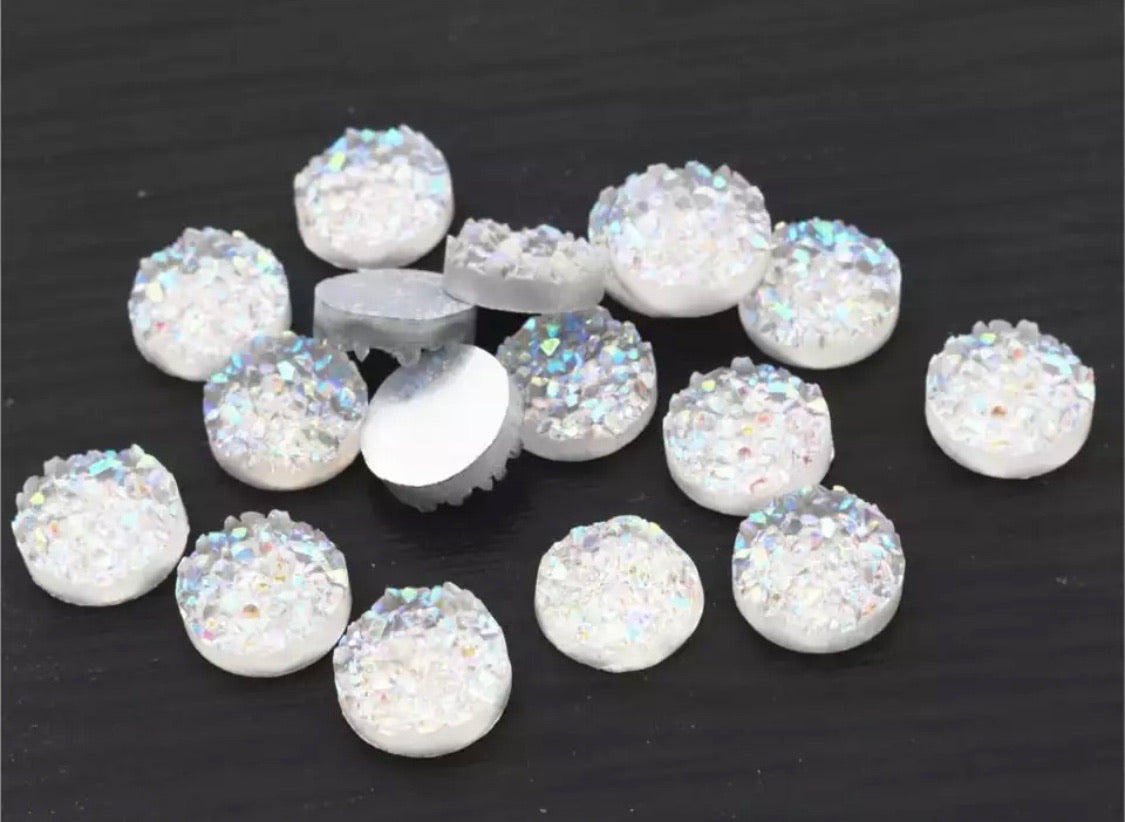 Clear Iridescent-8/10/12mm Druzy