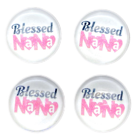 Blessed Nana-Pink Heart (Custom)-12mm Glass Cabochon