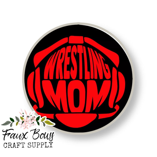 Wrestling Mom-Black&Red (Custom)-12mm Glass Cabochon