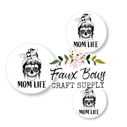 Mom Life Skull (Custom)-10/12mm Glass Cabochon