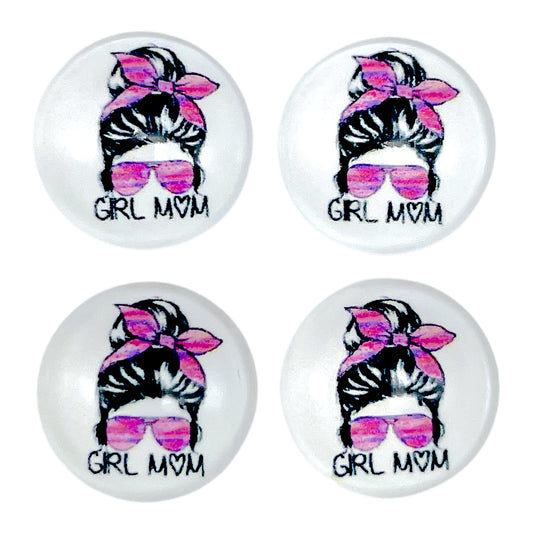Girl Mom-Messy Bun (Custom) 12mm Glass Cabochon