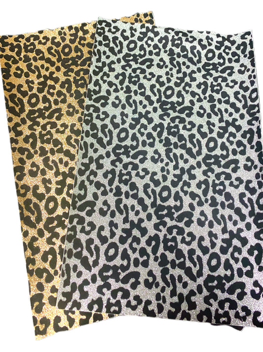 Velvet Glitter Cheetah Fabric Sheet