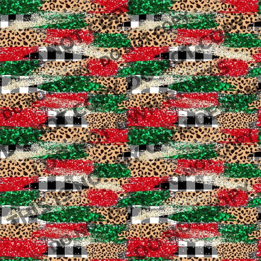 BW Plaid Christmas Brushstrokes Fabric Bullet/DBP/Leather