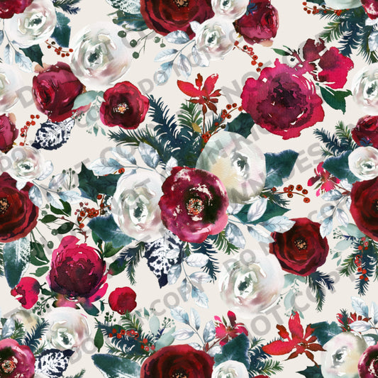 Christmas Floral Printed Fabric Bullet/DBP/Leather