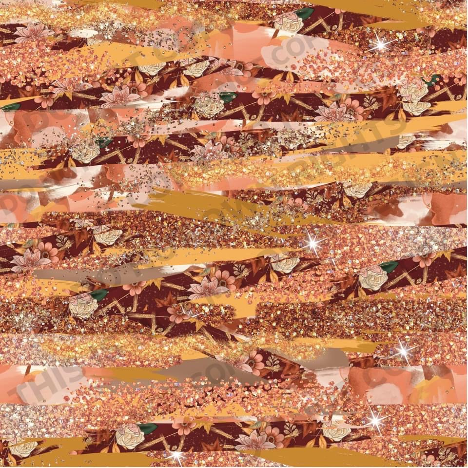 Pumpkin Spice Brushstrokes Printed Fabric Ribbed Knit/Bullet/DBP/Scuba/Leather