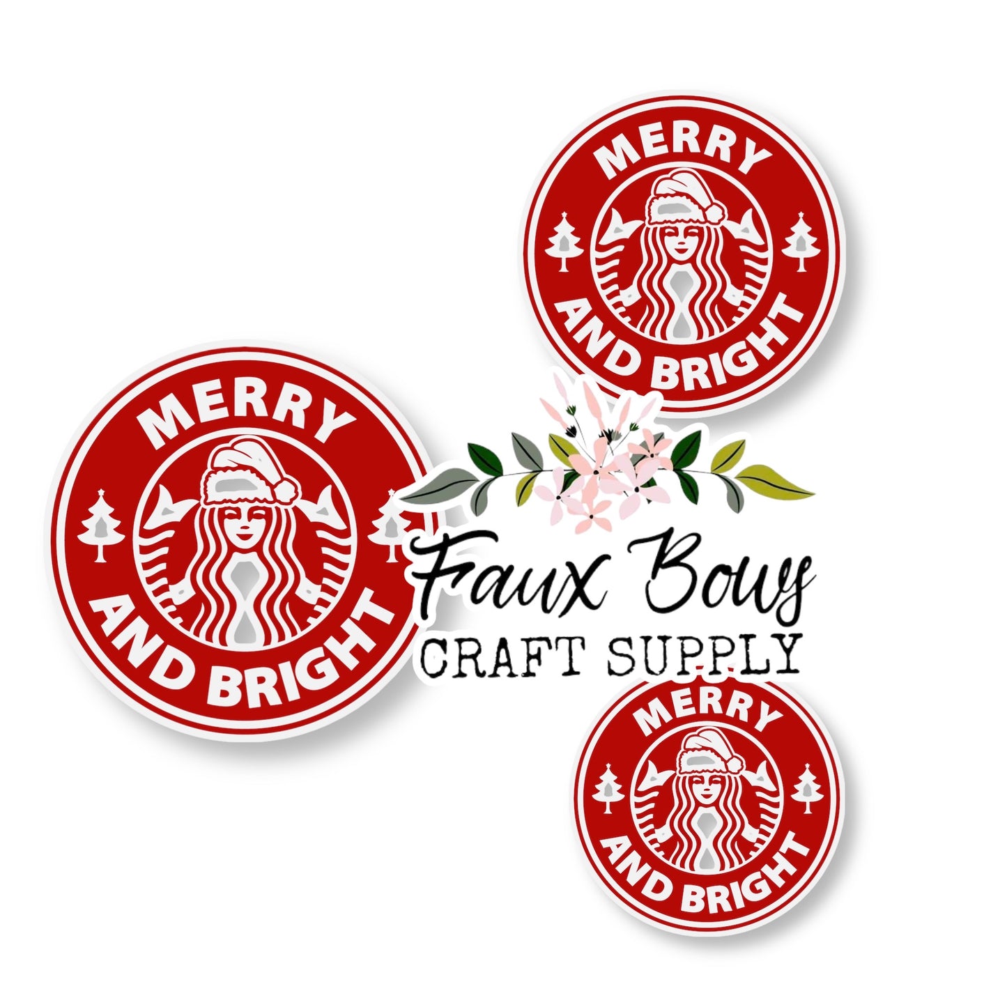 Merry and Bright Red Coffee (Custom)12mm Glass Cabochon