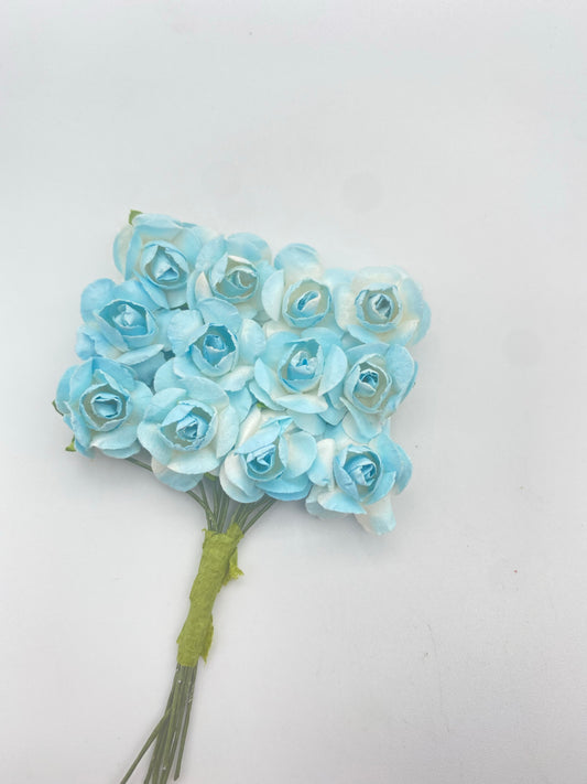 Light Blue Paper Flower Bunch (12)