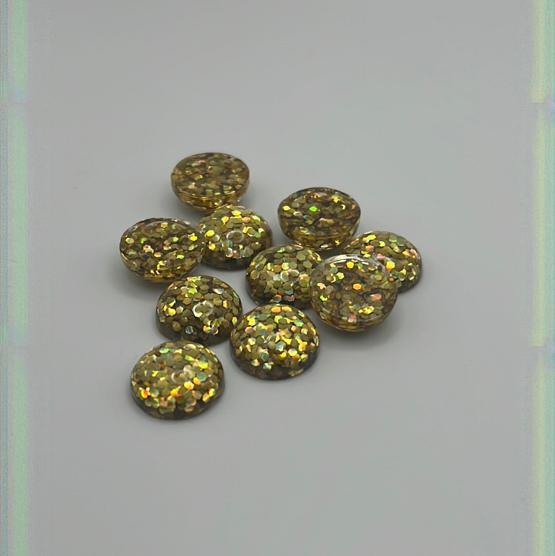 Gold Glitter Sparkle - 12mm Glass Cabochon