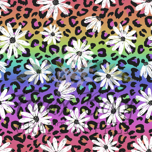 💜Neon Leopard Daisies PRINTED Fabric Bullet/DBP/Leather