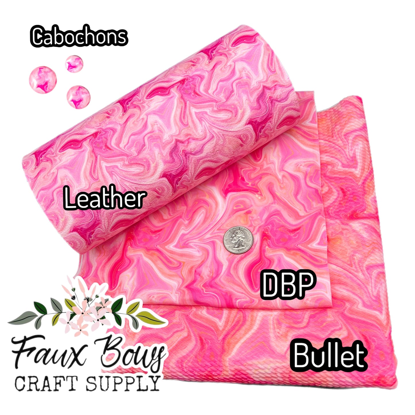 Marbled Pink Printed Fabric-Bullet/DBP/Leather