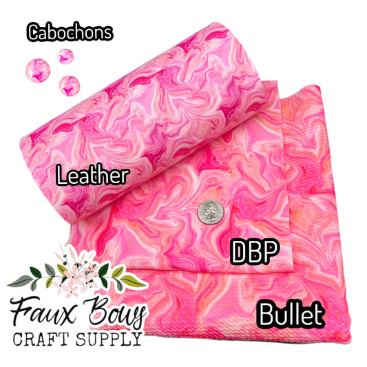 Marbled Pink Printed Fabric-Bullet/DBP/Leather