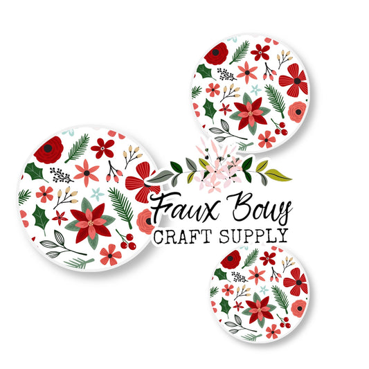 Merry Berry Christmas Floral Custom)-8/10/12mm Glass Cabochon
