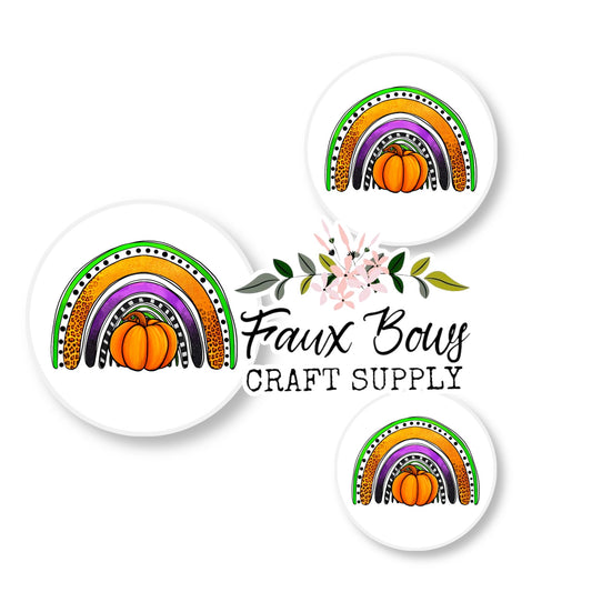 Pumpkin Rainbow (Custom)-12mm Glass Cabochon