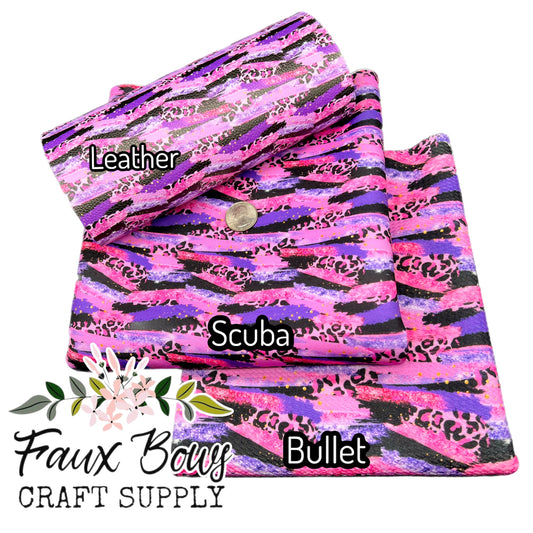 Wild Pink Leopard Brushstrokes PRINTED Fabric Bullet/DBP/Scuba/Leather