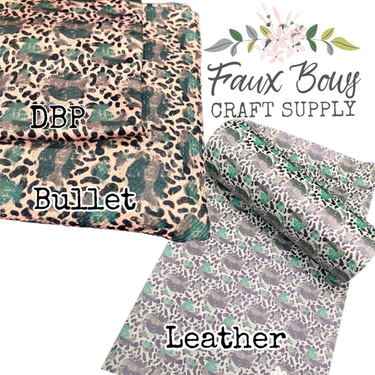 Cheetah Camo Printed Fabric- Bullet/DBP/Leather