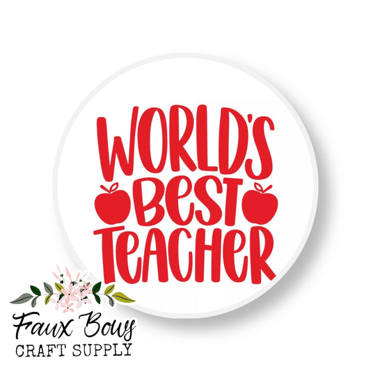 Worlds Best Teacher-Red (Custom)-12mm Glass Cabochon