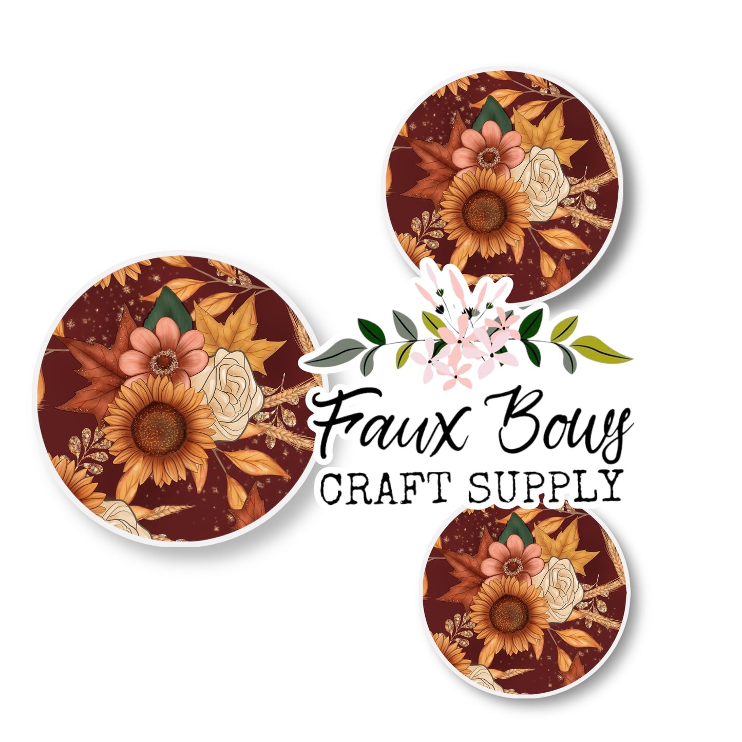 Wine Autumn Bouquet Printed (Custom)-8/10/12mm Glass Cabochon