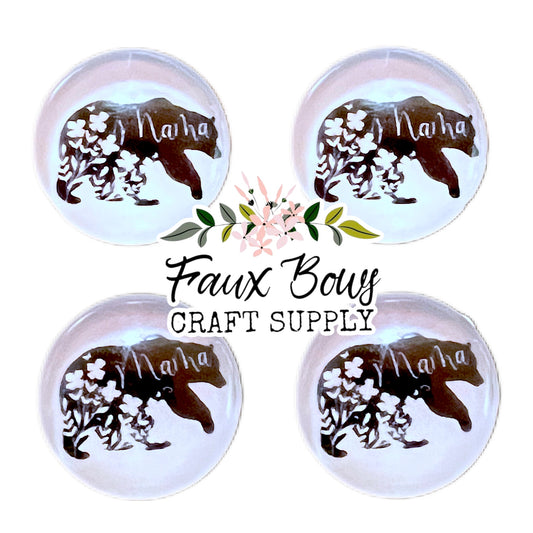 Floral Mama Bear (Custom)-12mm Glass Cabochon