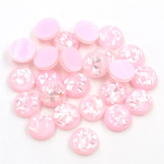 Pink with White Flakes-12mm Cabochon