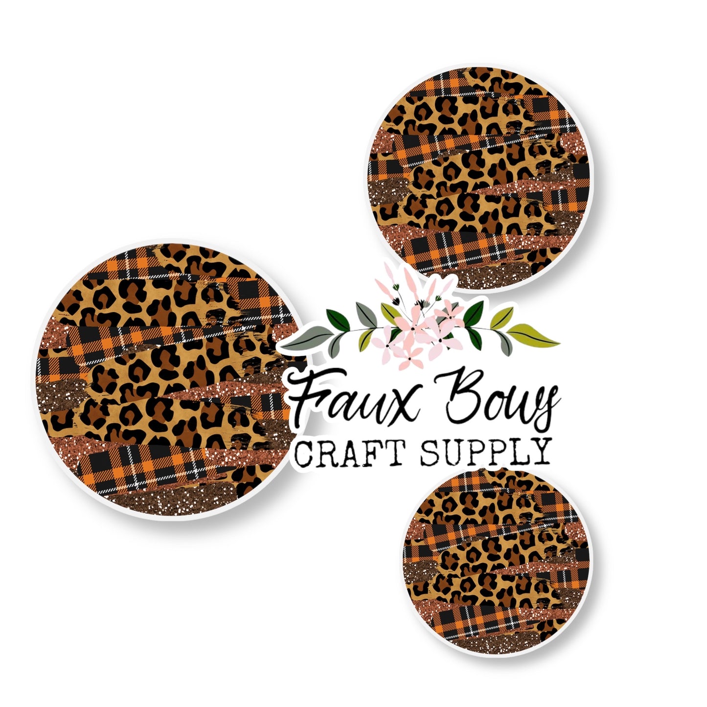Cheetah and Fall Plaid Brushstrokes (Custom)-8/10/12mm Glass Cabochon