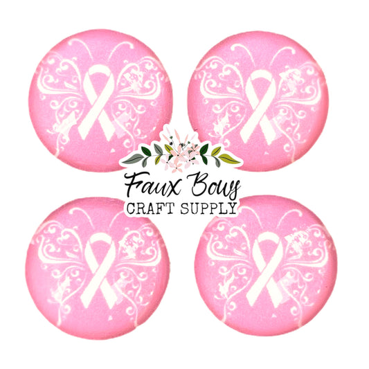 Pink Awareness Butterfly (Custom)-12mm Glass Cabochon