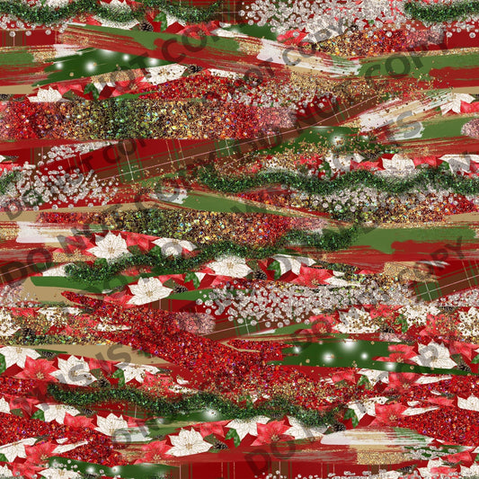 Christmas Brushstrokes Printed Fabric Bullet/Leather