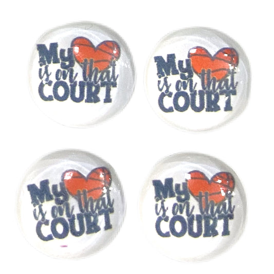 My Heart is on that court-Basketball Mom (Custom)-12mm Glass Cabochon