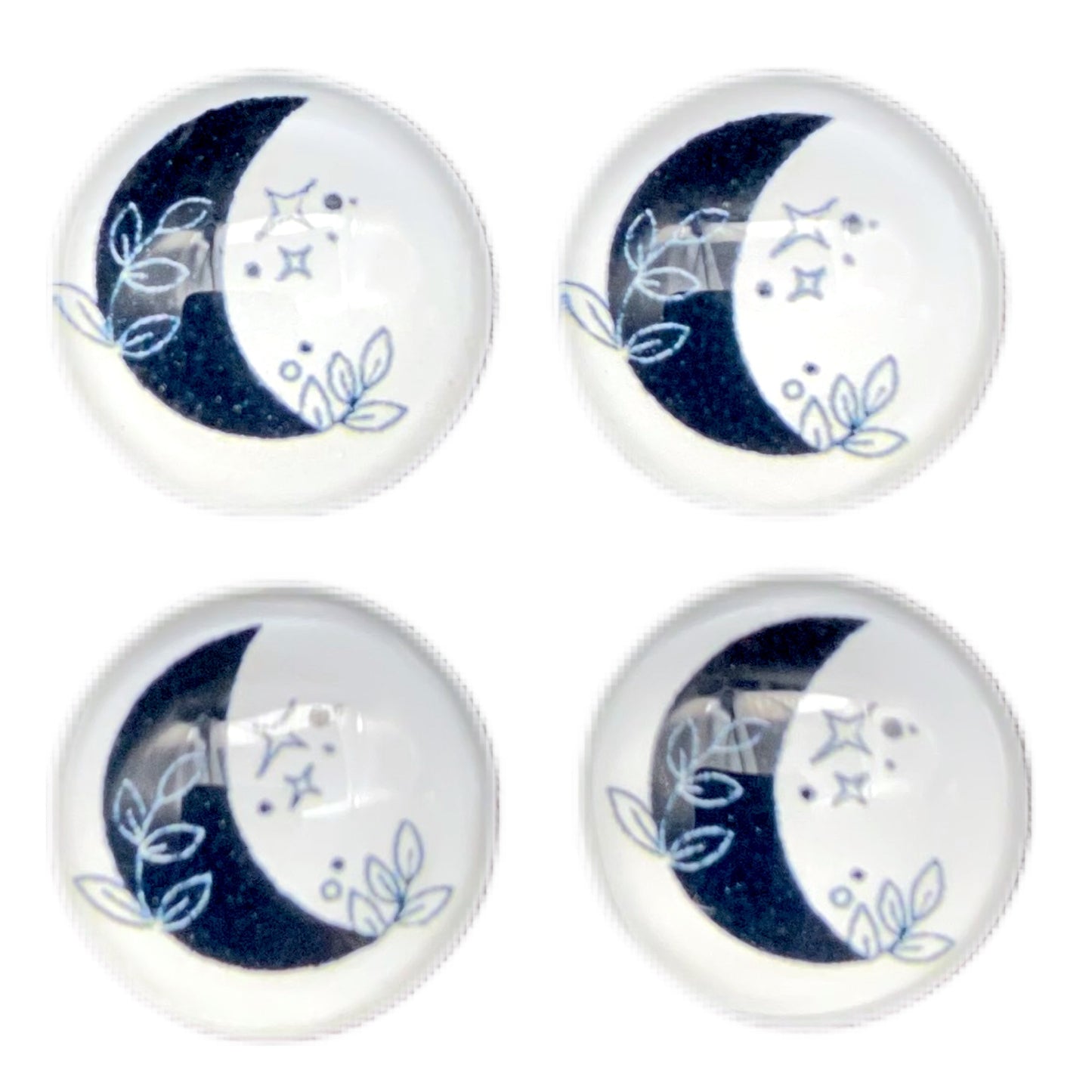 Floral Moon (Custom)-12mm Glass Cabochon